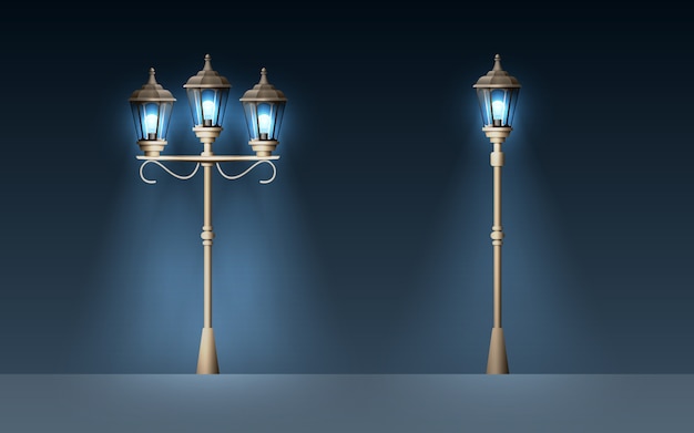 Premium Vector Set Of Old Street Light