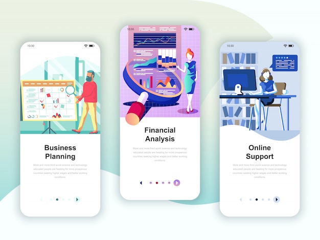 Set of onboarding screens user interface kit Premium Vector