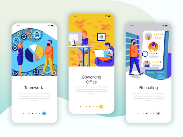 Set of onboarding screens user interface kit Premium Vector