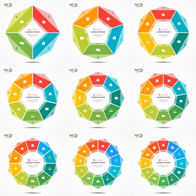 Set options circle chart infographic templates Premium Vector