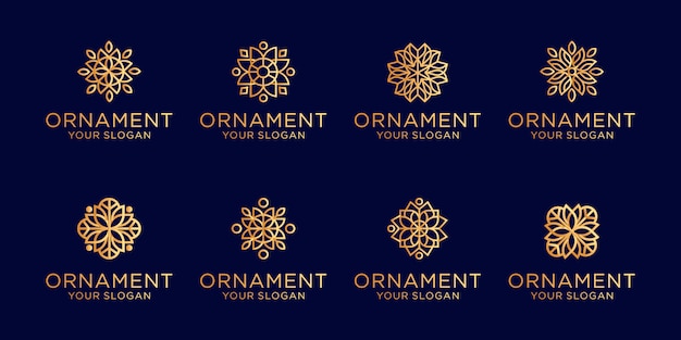  Set of ornament logo line art style luxury Premium Vector