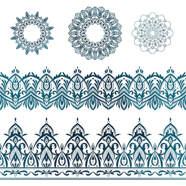 Download Set of ornamented mandalas and borders vector ...