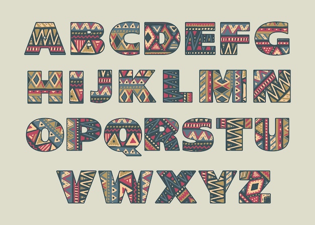 Premium Vector | Set Of Ornate Capital Letters With Abstract Ethnic ...