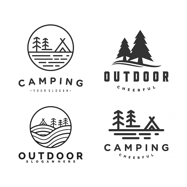 Download Set of outdoor and camping logo Vector | Premium Download