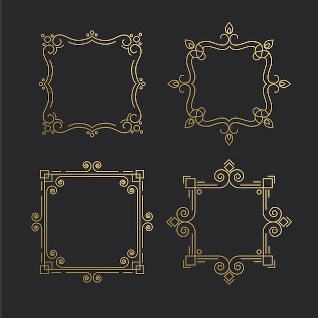 Premium Vector | Set of outline emblems line frame.