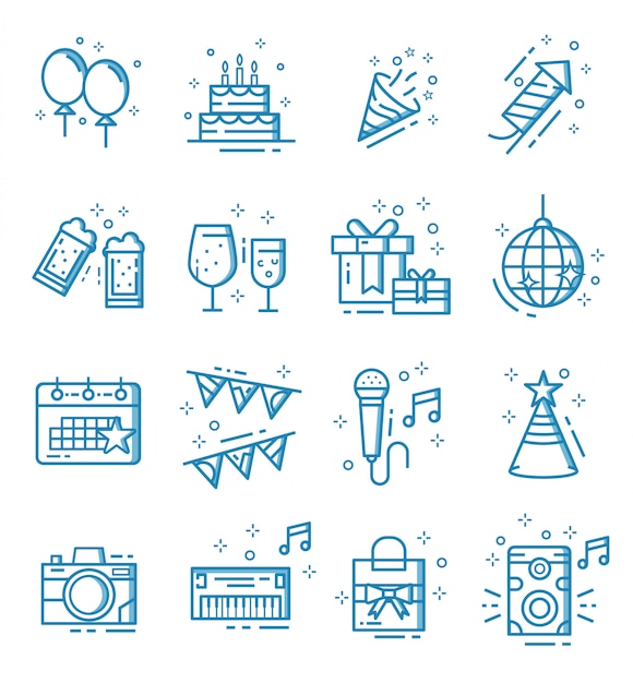 Premium Vector Set Of Party Icons With Outline Style