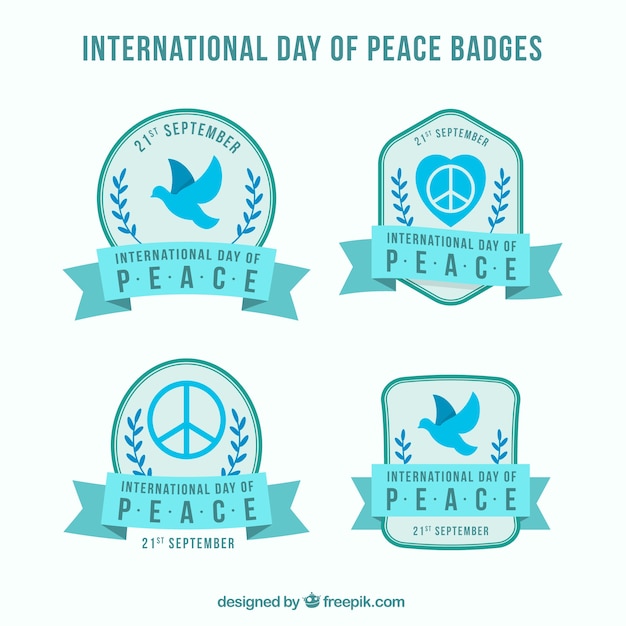 Free Vector Set Of Peace Badges With Flat Design