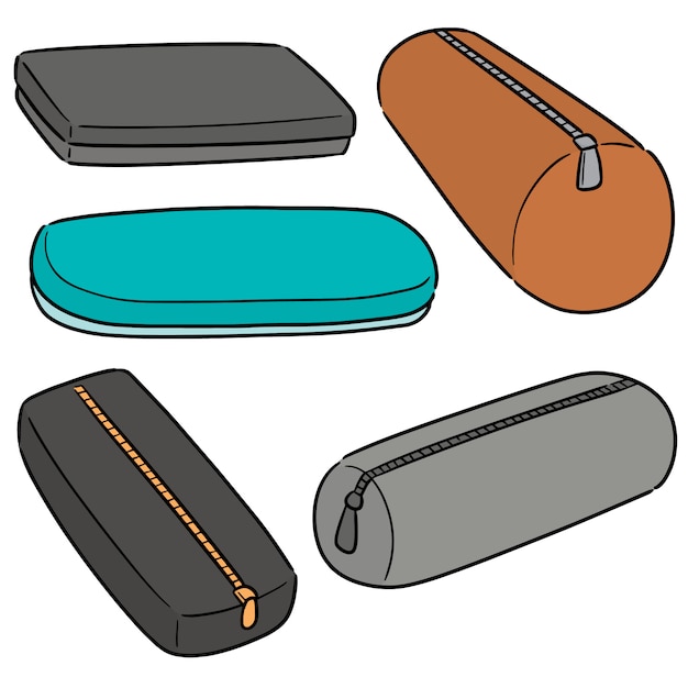 Set of pencil case Premium Vector