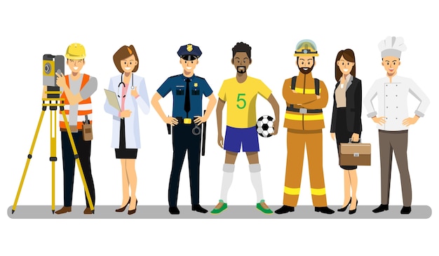 Premium Vector | Set of people of different career characters design.