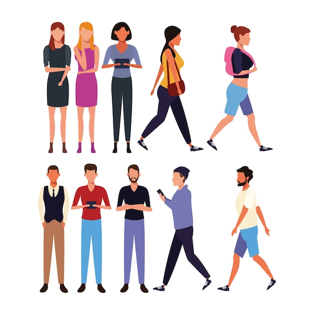 Set of people walking Vector | Premium Download