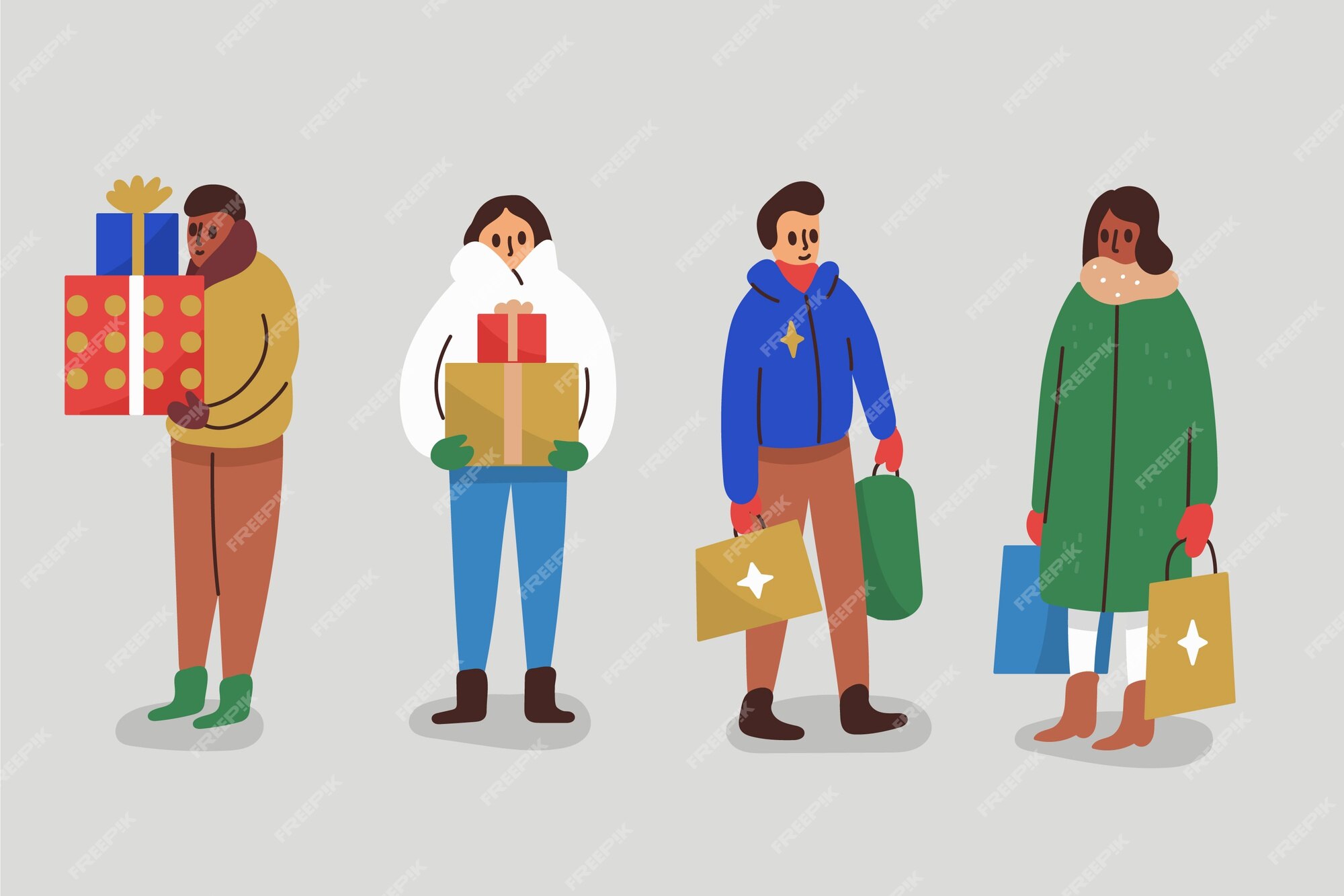 Free Vector | Set of people with gifts