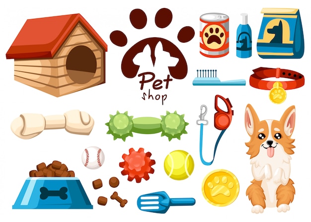 Premium Vector Set Of Pet Shop Icons Accessories For Dogs