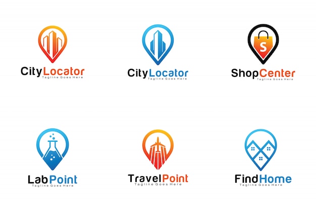Download Free Set Of Pin Location Logos Premium Vector Use our free logo maker to create a logo and build your brand. Put your logo on business cards, promotional products, or your website for brand visibility.