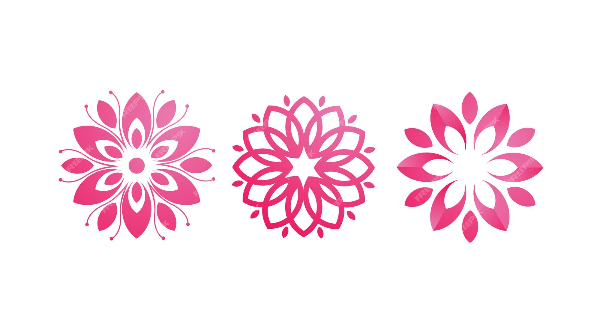 Premium Vector | Set of pink flower beauty logo design template