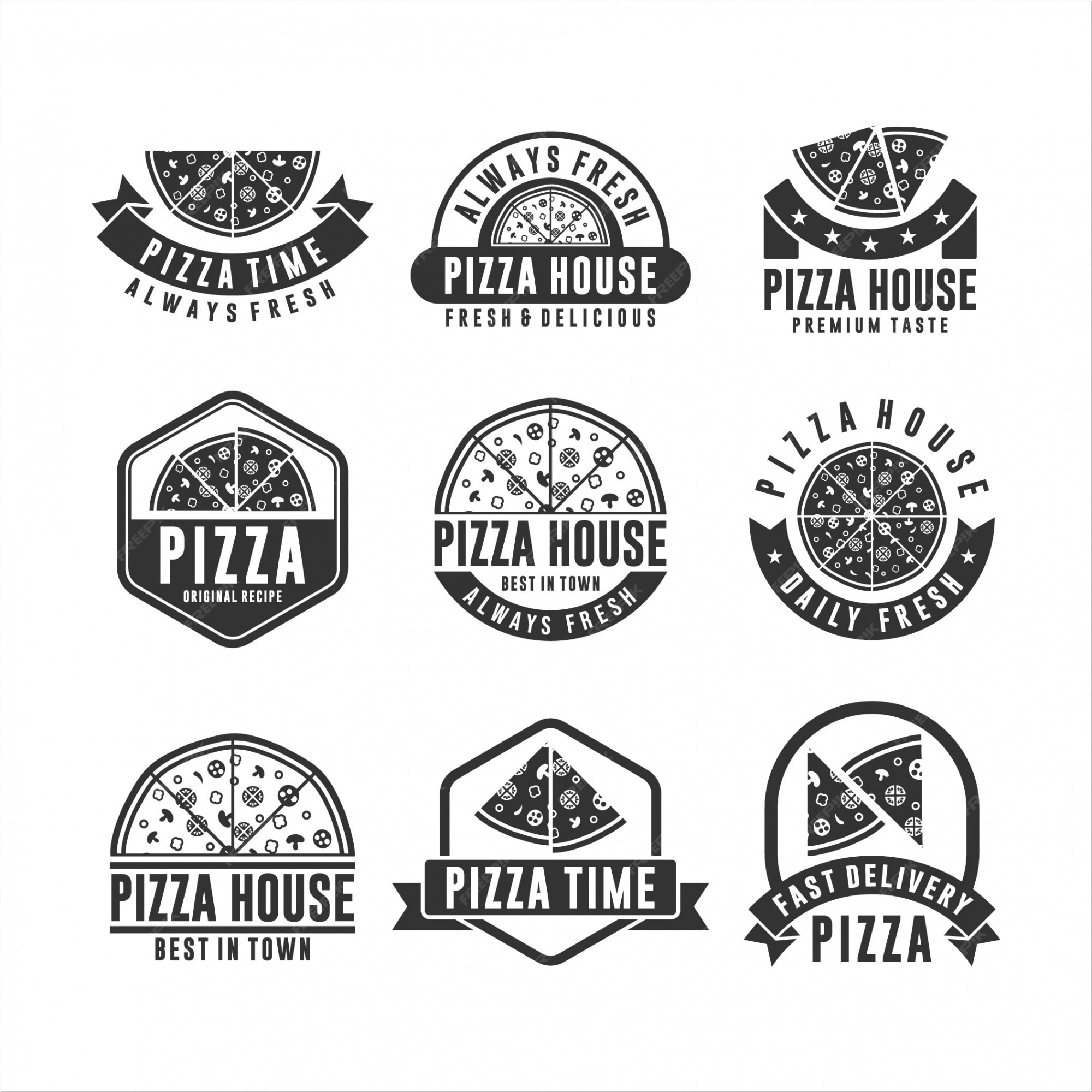 Premium Vector | Set of pizza logo