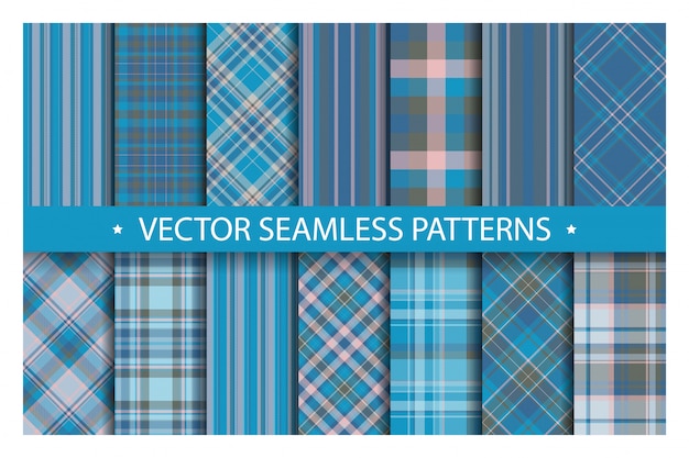Set plaid pattern seamless, tartan patterns fabric texture background, scottish stripe blanket Premi