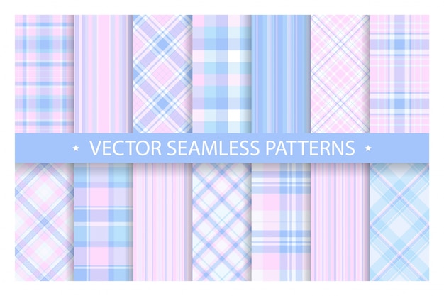 Set plaid pattern seamless. tartan patterns fabric texture. checkered geometric  pattern. Premium Ve