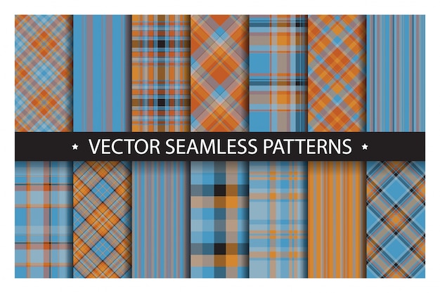 Set plaid seamless pattern. tartan patterns fabric texture. Premium Vector