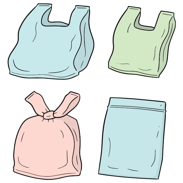 Set of plastic bag | Premium Vector