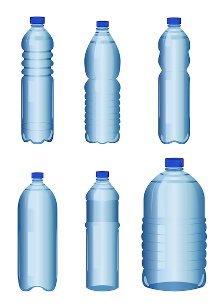 Premium Vector | Set of plastic bottles full of water, illustration vectors