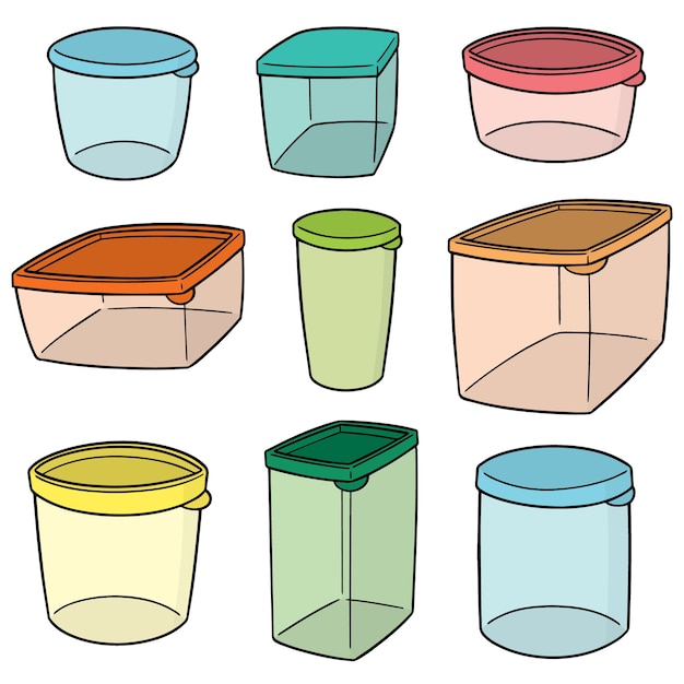 Set of plastic container Premium Vector