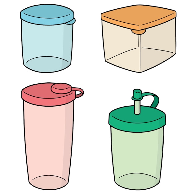 Set Of Plastic Container Premium Vector