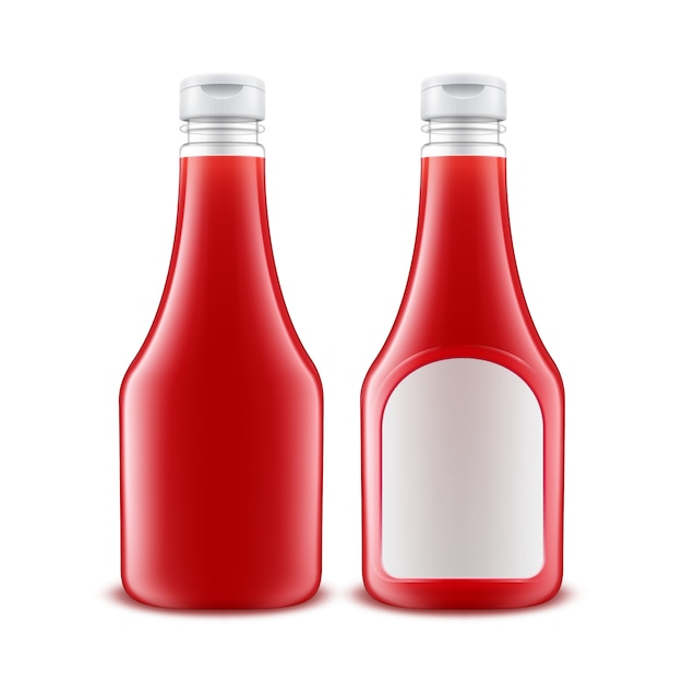 Download Premium Vector | Set of plastic red ketchup bottle with ...