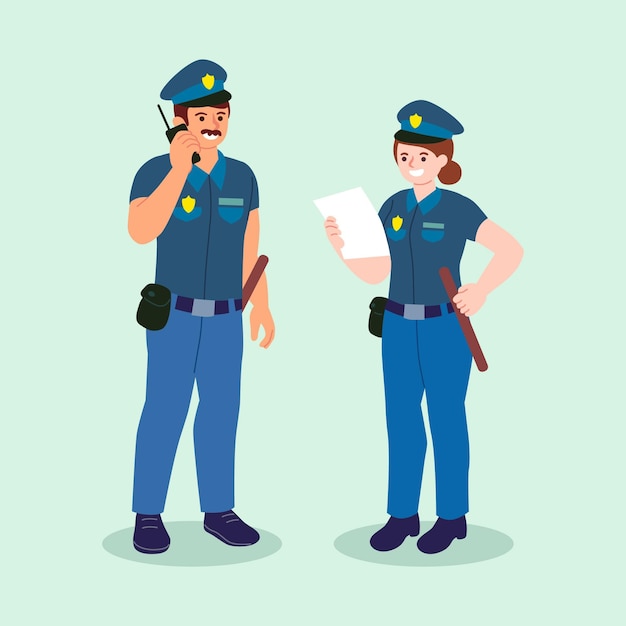 Set of police illustration | Free Vector