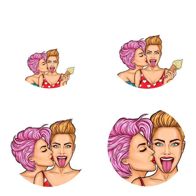 Set of pop art round avatar icons for users of social networking, blogs, profile icons. Free Vector