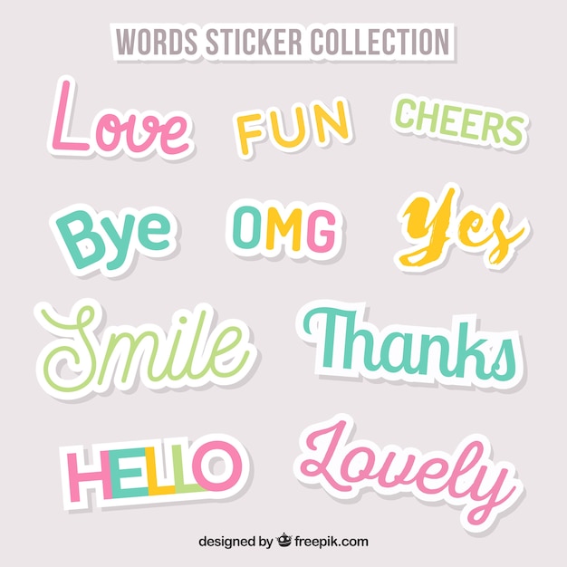 Free Vector | Set of pretty stickers with words