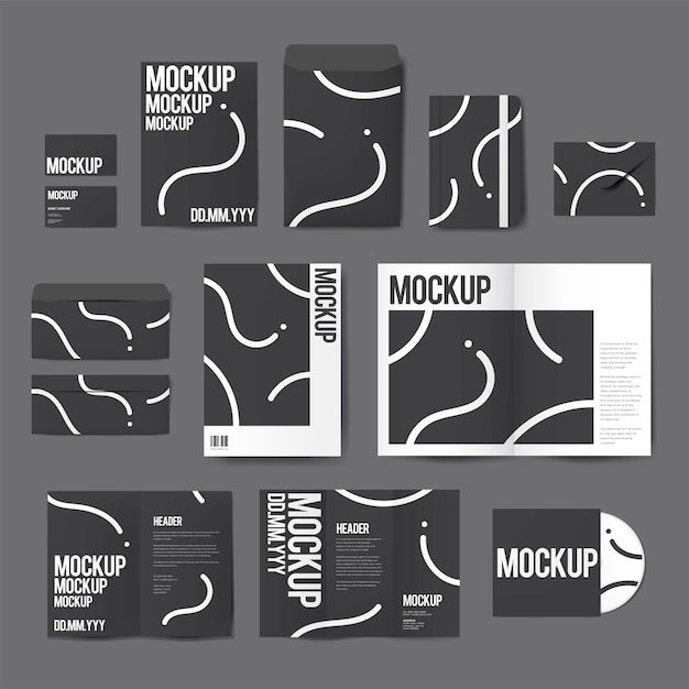 Download Set of printing material designs mockup vector | Free Vector