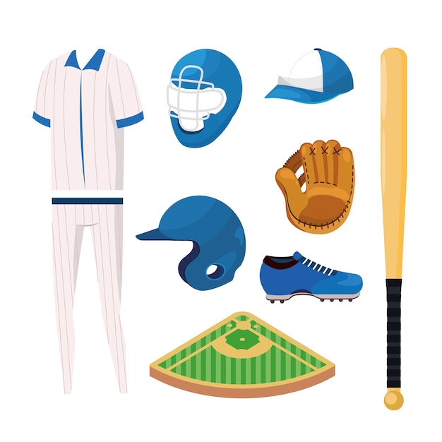 Premium Vector | Set professional baseball sport uniform