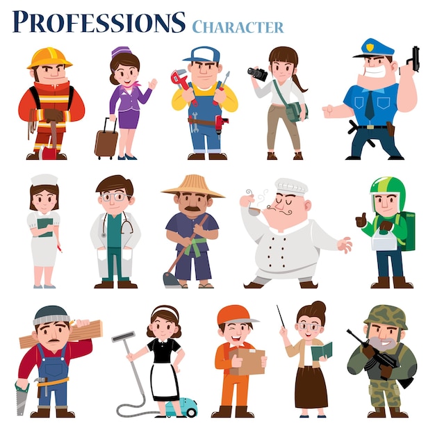 Premium Vector | Set of professions cartoon character