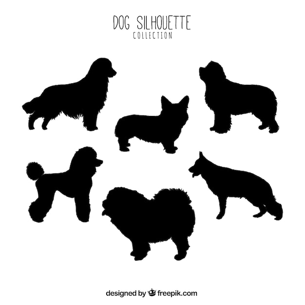 Download Free Vector | Set of profile dog silhouettes