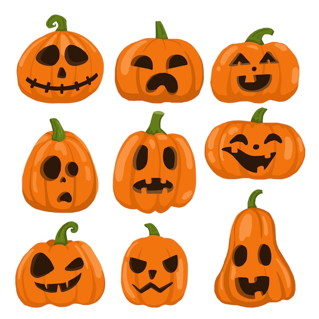 Premium Vector | Set pumpkins for halloween object , icons,