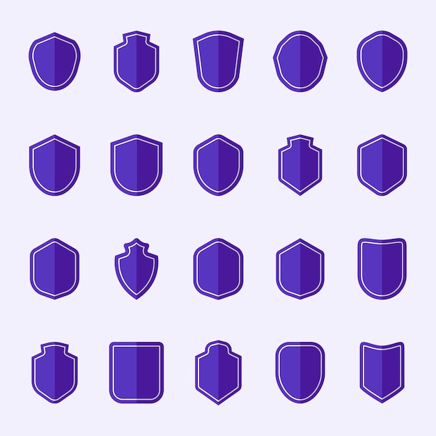 Free Vector Set Of Purple Shield Icon Vectors