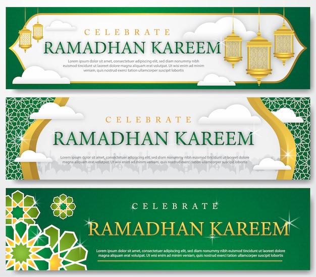 Set of ramadhan banner Premium Vector