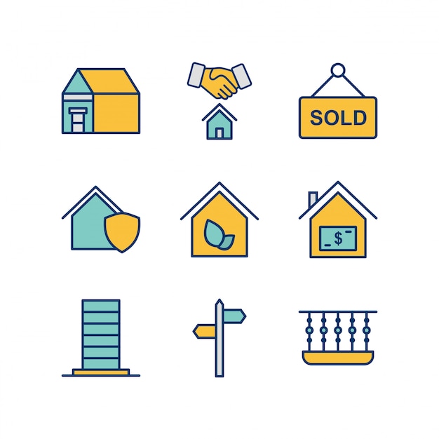 Download Set of real estate icons isolated on white | Premium Vector