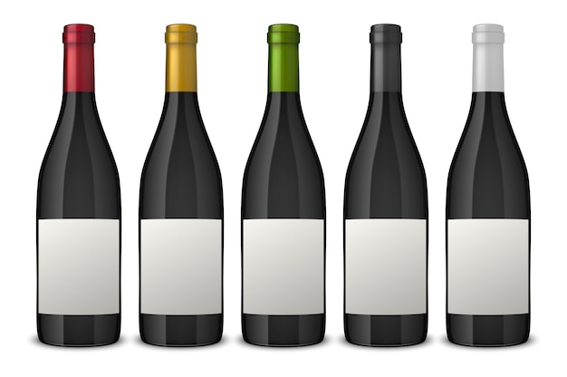 Premium Vector | Set realistic bottles of wine