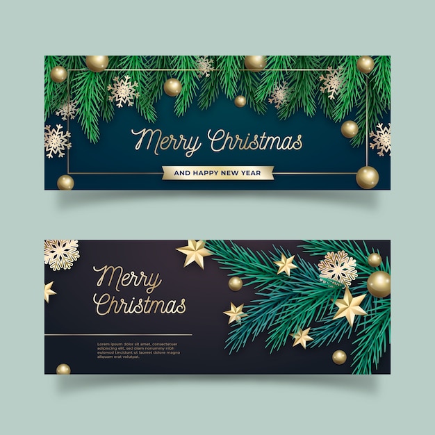 Set of realistic christmas banners Vector | Free Download