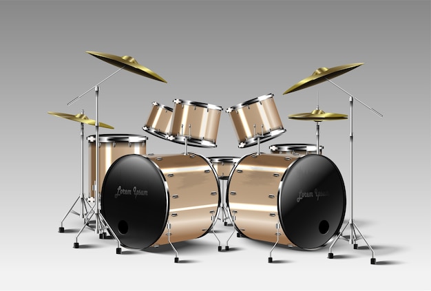 Premium Vector | Set of realistic drum kit