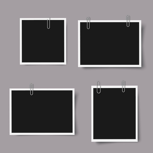 Set of realistic photo frames with shadows Premium Vector