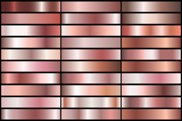 Download Set of realistic rose gold gradients. vector metal ...
