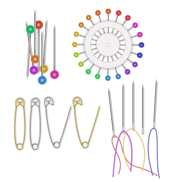 Premium Vector Set Of Realistic Safety Pins For Clothes Safety Pins   Set Realistic Safety Pins Clothes Safety Pins Rainbow Colors Isolated White 368602 3660 