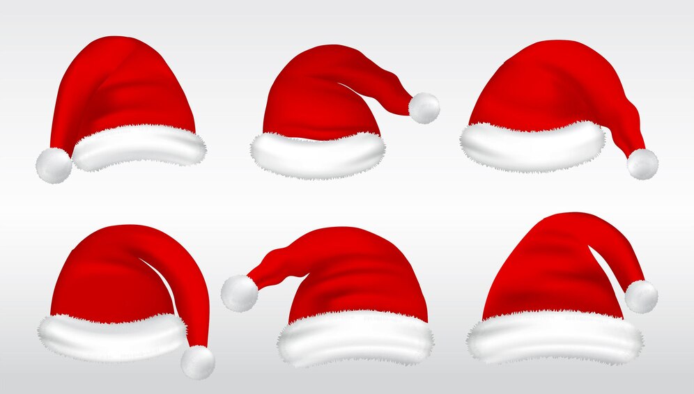 Premium Vector | Set of realistic santa hats isolated or claus hat ...