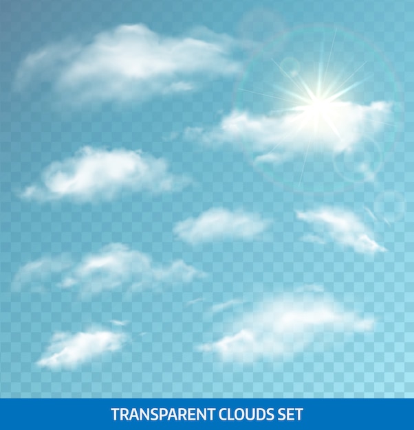Set of realistic transparent clouds.  format eps 10 Premium Vector