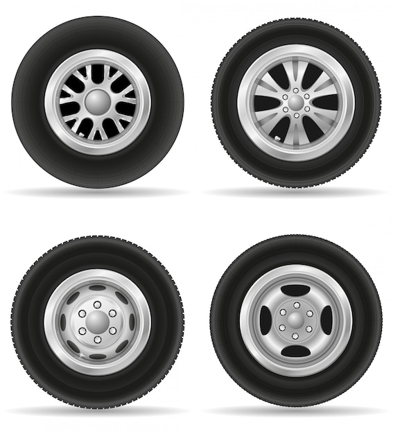 Premium Vector | Set of realistic wheel for car vector illustration