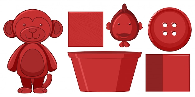 Set of red objects Free Vector