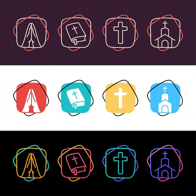 Download Free Set Of Religion Christian Simple Colorful Icon In Three Styles Use our free logo maker to create a logo and build your brand. Put your logo on business cards, promotional products, or your website for brand visibility.