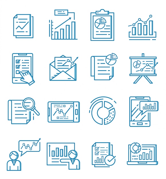 Premium Vector | Set of report icons with outline style